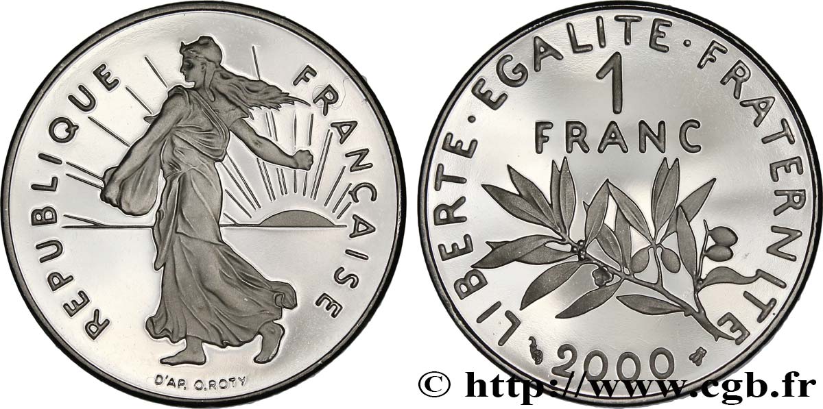 1 franc Semeuse, nickel, BE (Belle Épreuve) 2000 Pessac F.226/48 var. FDC 