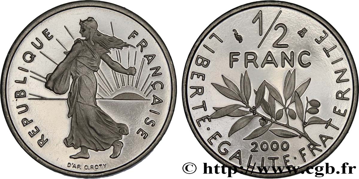 1/2 franc Semeuse, BE (Belle Épreuve) 2000 Pessac F.198/43 var. MS 
