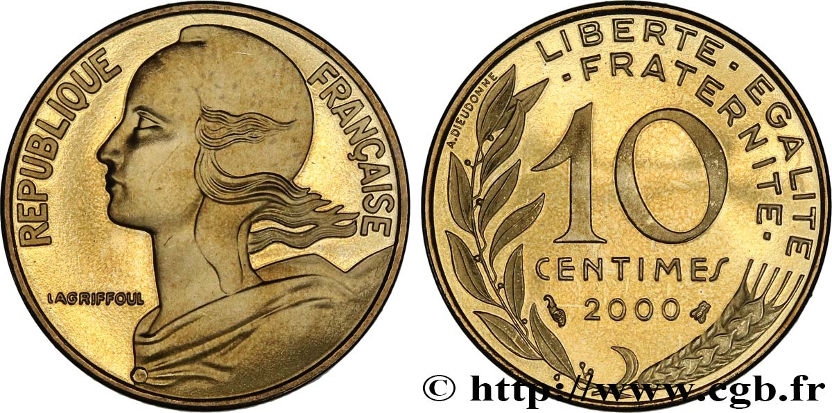 10 centimes Marianne, BE (Belle Epreuve) 2000 Pessac F.144/44 FDC 