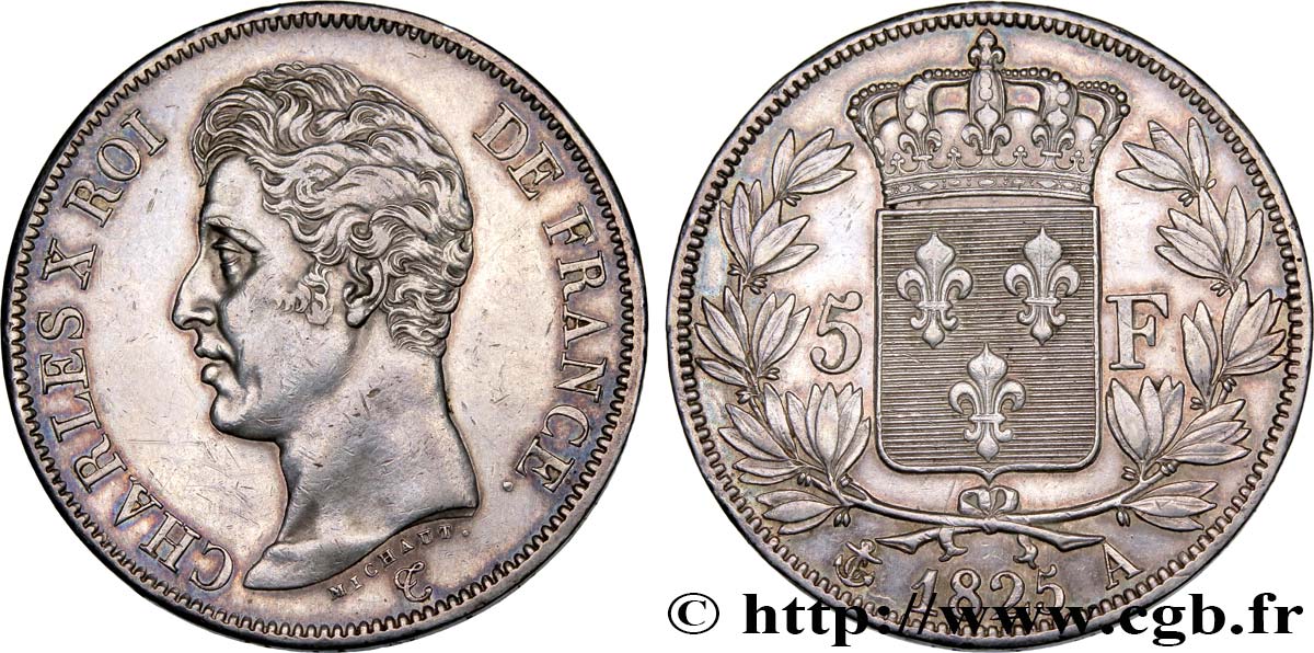 5 francs Charles X, 1er type 1825 Paris F.310/2 MBC+ 
