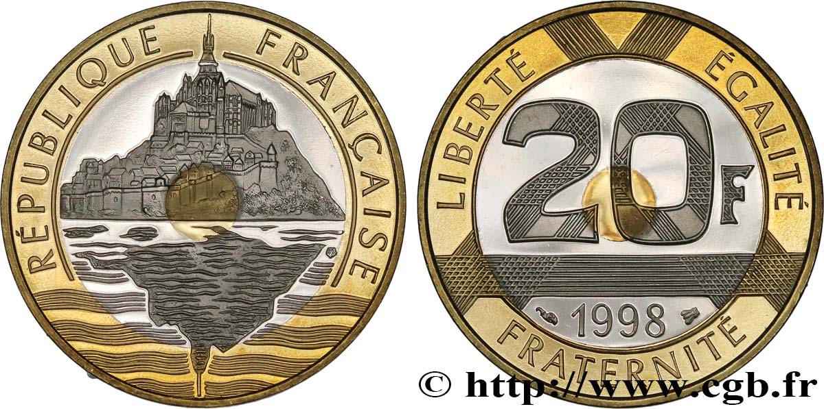 20 francs Mont Saint-Michel, BE (Belle Épreuve) 1998 Pessac F.403/14 var. FDC 