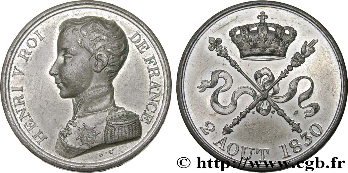 Module de 5 francs pour l’avènement d’Henri V 1830  VG.2688  EBC62 