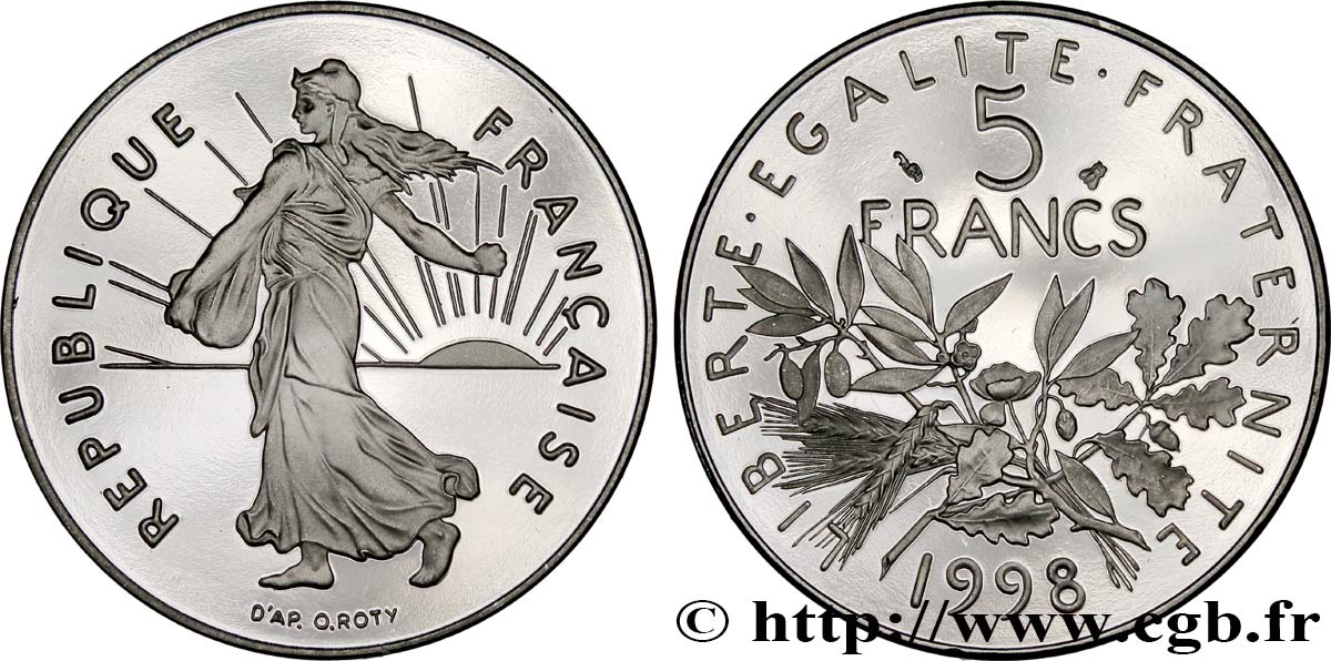 5 francs Semeuse, nickel, BE (Belle Épreuve) 1998 Pessac F.341/34 var. MS 