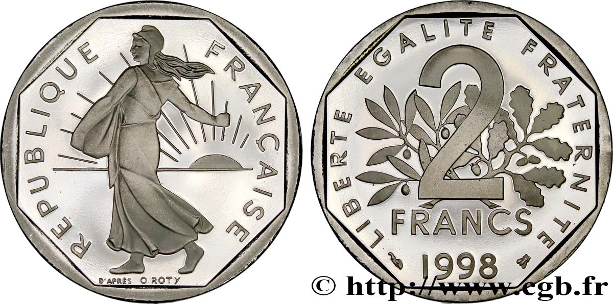 2 francs Semeuse, nickel, BE (Belle Épreuve) 1998 Pessac F.272/26 MS 