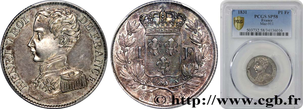 1 franc 1831  VG.2705  SPL58 PCGS
