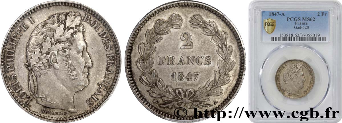 2 francs Louis-Philippe 1847 Paris F.260/112 EBC62 PCGS