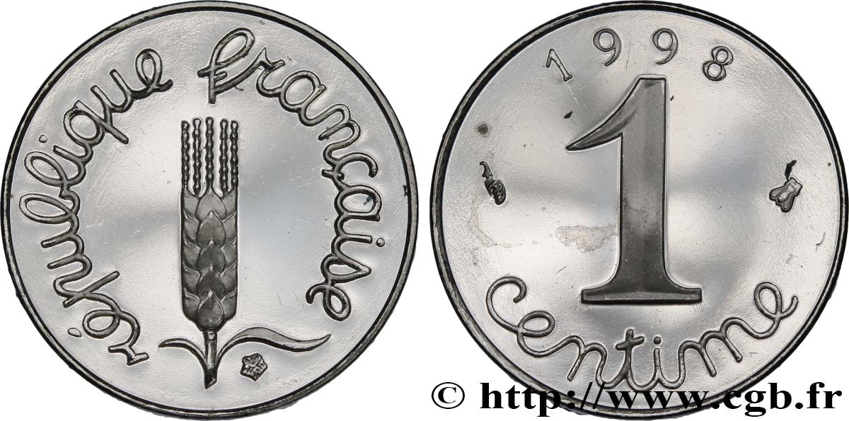 1 centime Épi, BE (Belle Épreuve) 1998 Pessac F.106/58 var. FDC 