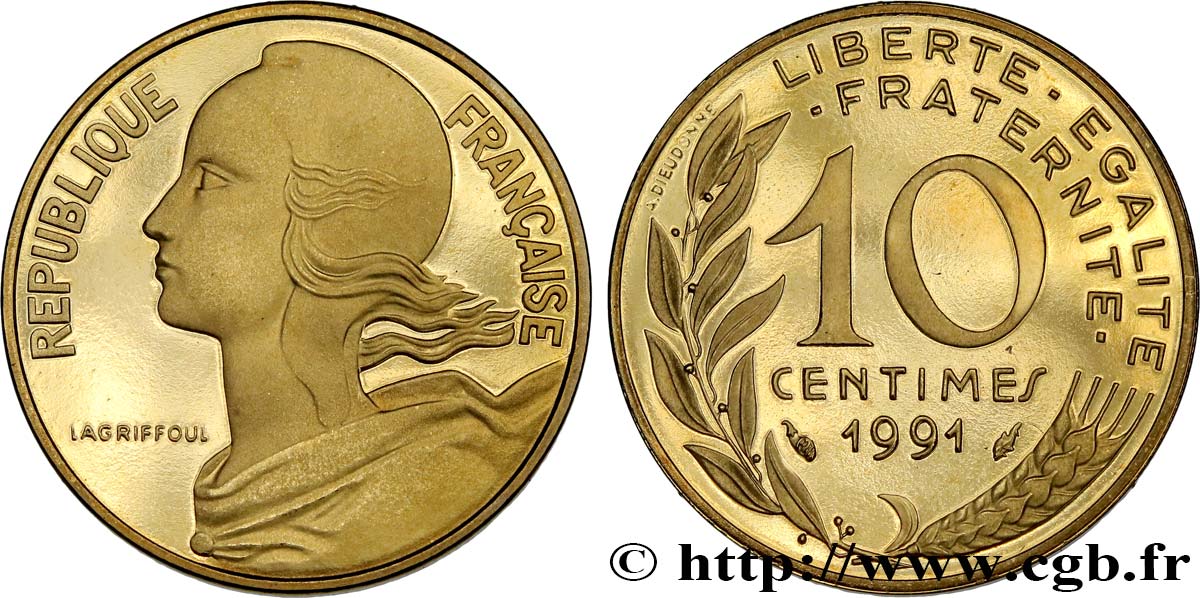 10 centimes Marianne, BE (Belle Épreuve) 1991 Pessac F.144/31 var. ST 