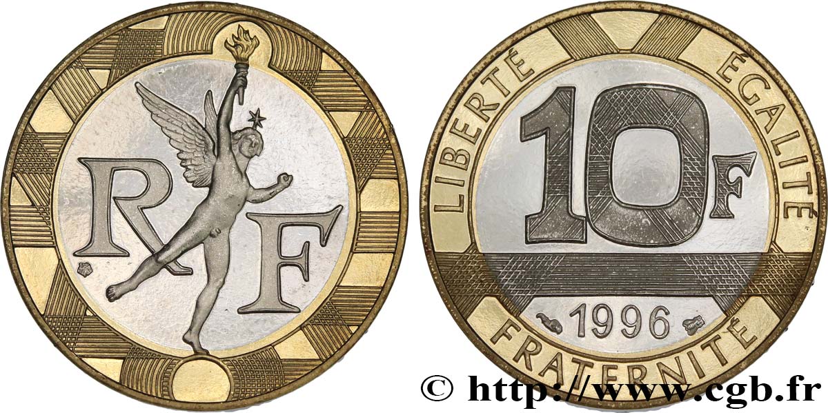 10 francs Génie de la Bastille, BE (Belle Épreuve) 1996 Pessac F.375/13 var. MS 