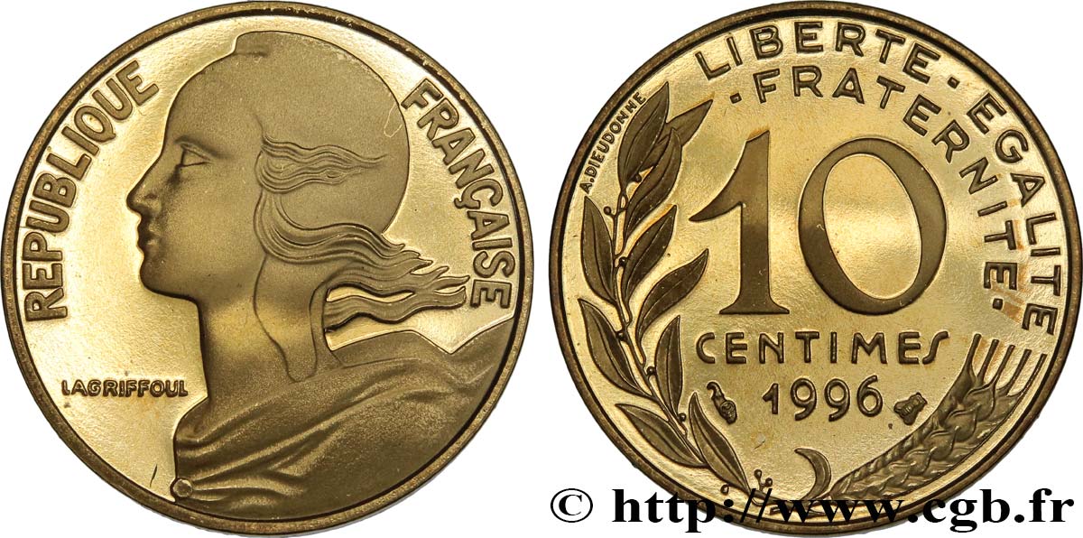 10 centimes Marianne, BE (Belle Épreuve) 1996 Pessac F.144/40 var. MS 