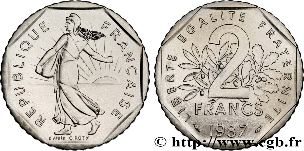 2 francs Semeuse, nickel, Brillant Universel 1987 Pessac F.272/11 ST 