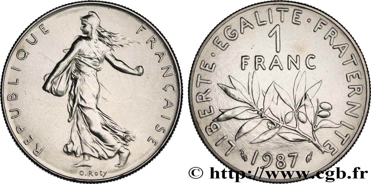1 franc Semeuse, nickel, Brillant Universel 1987 Pessac F.226/32 MS 