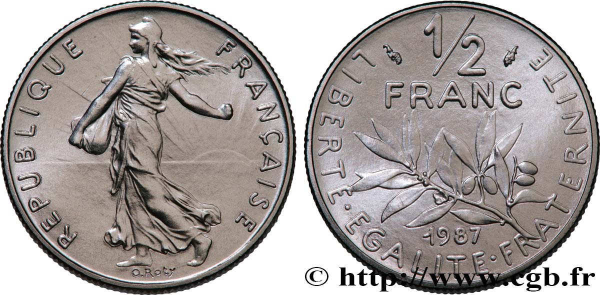 1/2 franc Semeuse, Brillant Universel 1987 Pessac F.198/26 FDC 