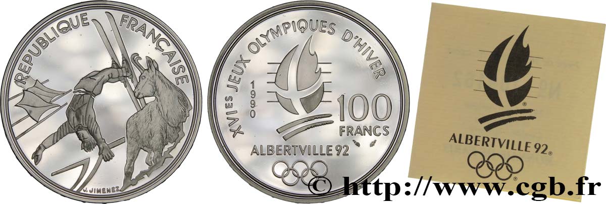 Belle Épreuve 100 francs - Ski acrobatique / Chamois 1990 Paris F5.1610 1 FDC 