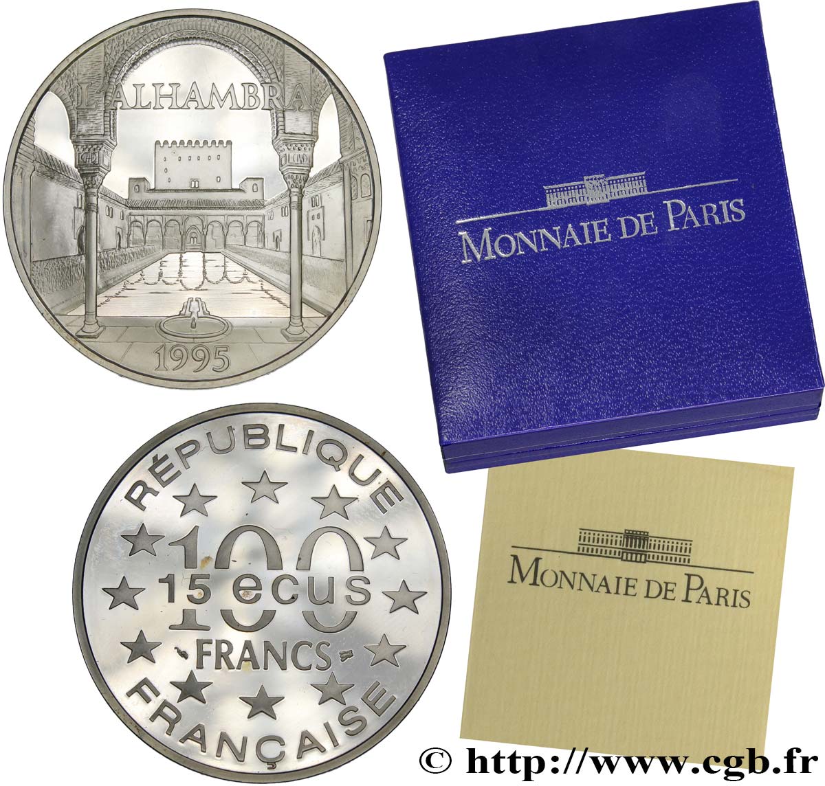 Belle Epreuve 15 écus / 100 francs - Alhambra (Grenade, Espagne) 1995  F5.2009 1 fST 