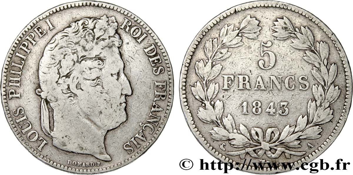 5 francs IIe type Domard 1843 Paris F.324/100 S 