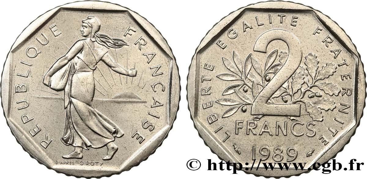 2 francs Semeuse, nickel, Brillant Universel 1989 Pessac F.272/13 MS 