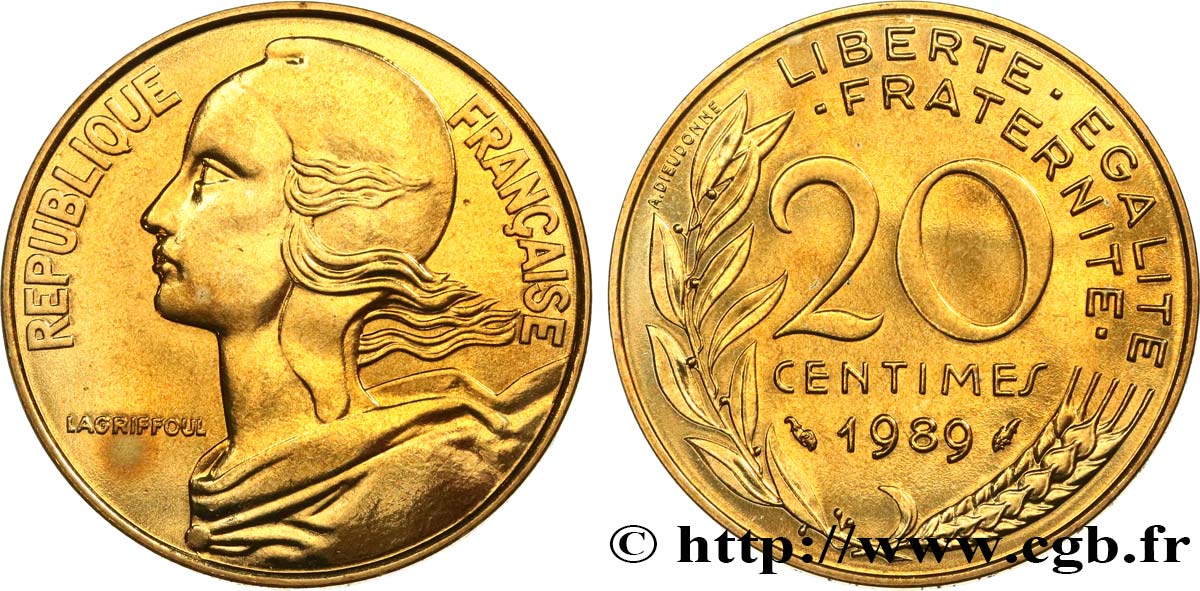 20 centimes Marianne, Brillant Universel 1989 Pessac F.156/29 ST 