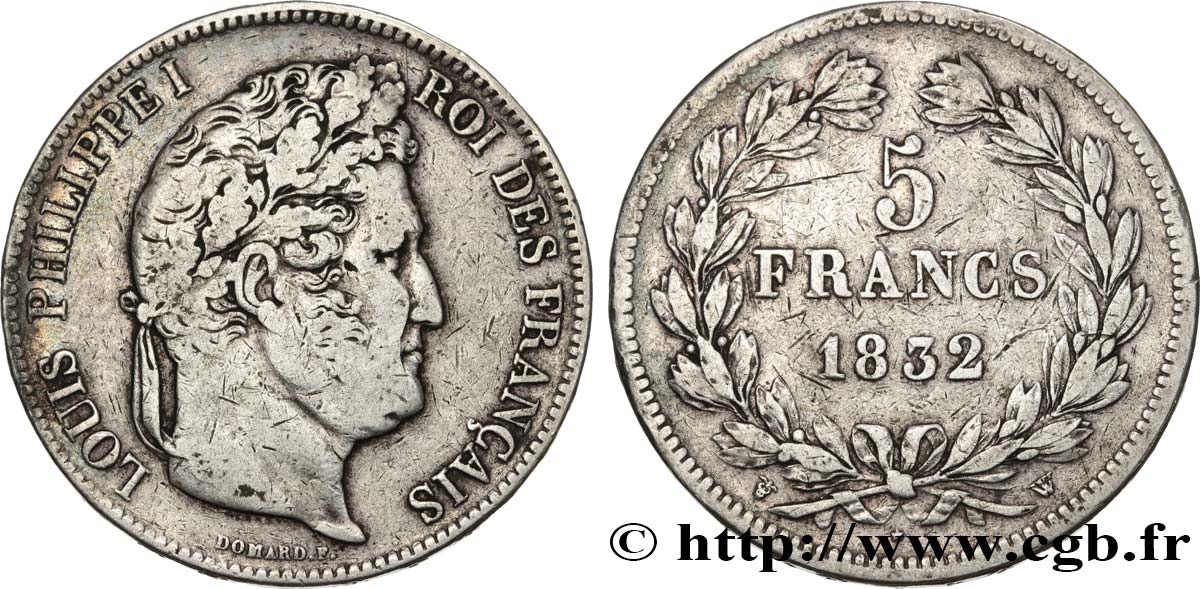 5 francs IIe type Domard 1832 Lille F.324/13 VF 
