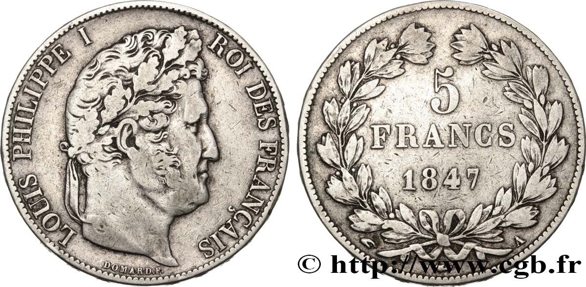 5 francs IIIe type Domard 1847 Paris F.325/14 MB 