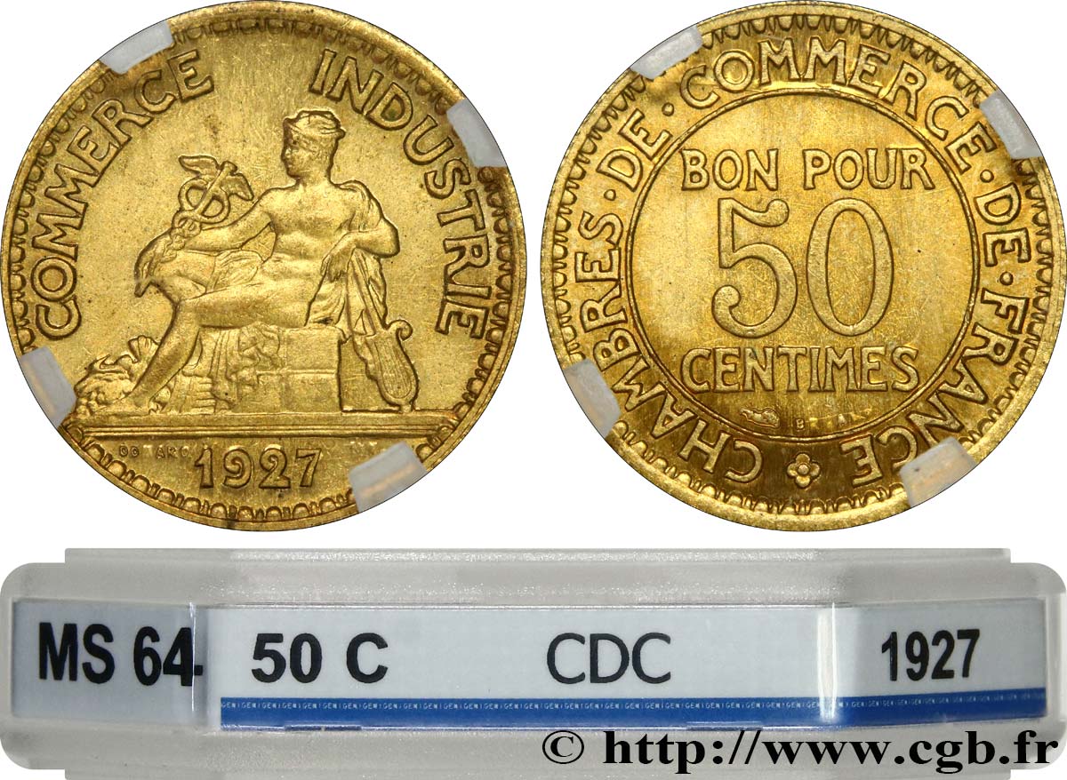 50 centimes Chambres de Commerce 1927 Paris F.191/9 fST64 GENI