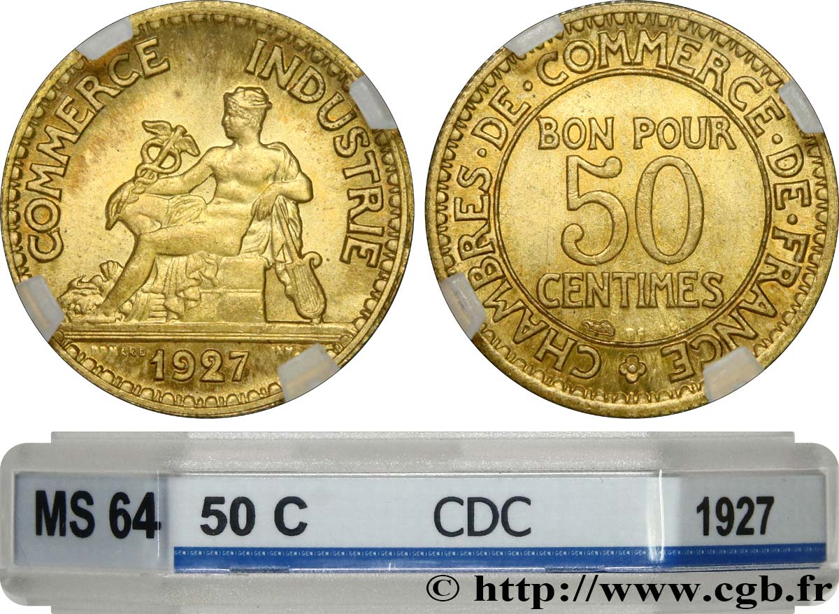 50 centimes Chambres de Commerce 1927 Paris F.191/9 fST64 GENI