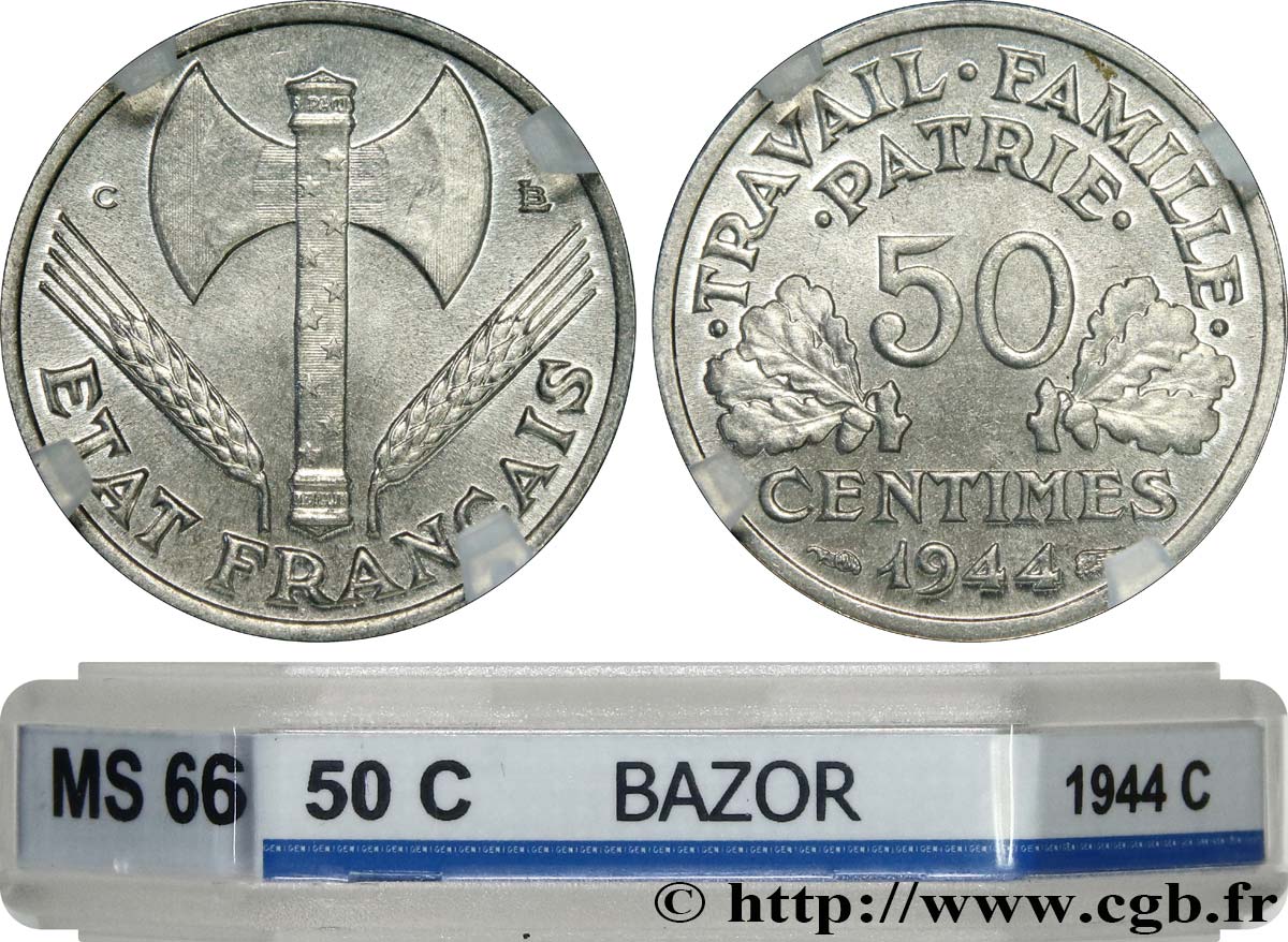 50 centimes Francisque, légère 1944 Castelsarrasin F.196/6 FDC66 GENI