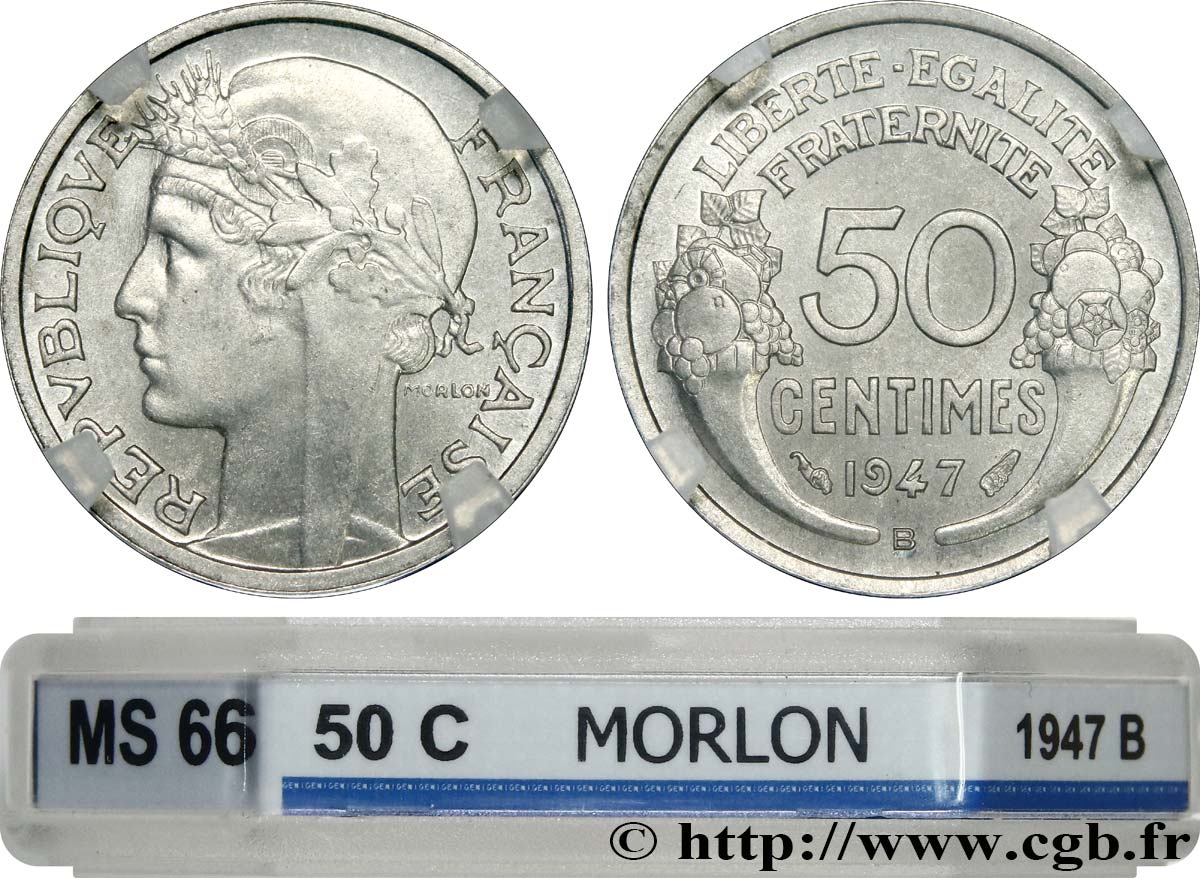 50 centimes Morlon, légère 1947 Beaumont-Le-Roger F.194/11 MS66 GENI