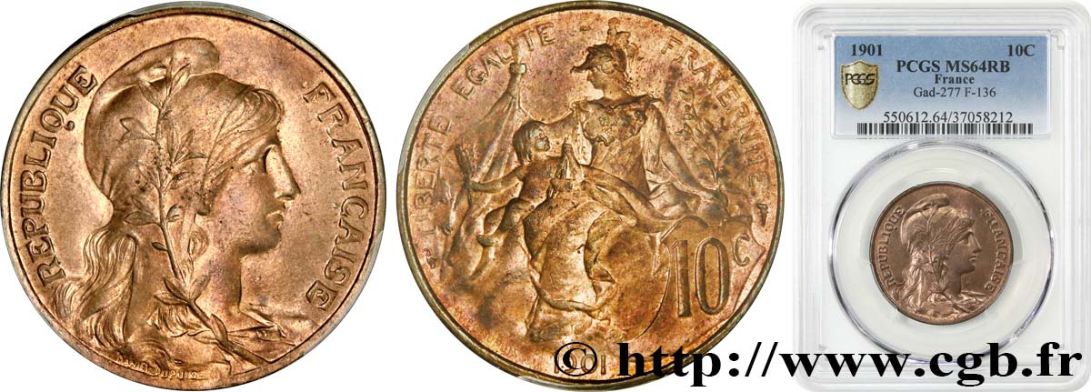 10 centimes Daniel-Dupuis 1901  F.136/10 fST64 PCGS