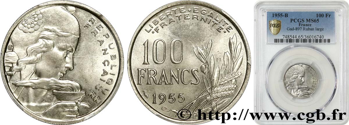 100 francs Cochet 1955 Beaumont-le-Roger F.450/7 FDC65 PCGS