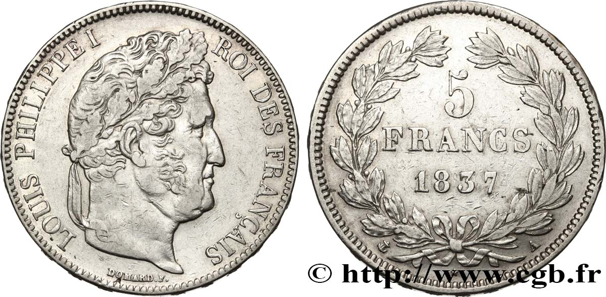 5 francs IIe type Domard 1837 Paris F.324/61 TTB 