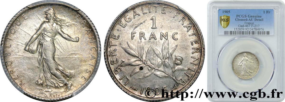 1 franc Semeuse 1905 Paris F.217/10 AU PCGS