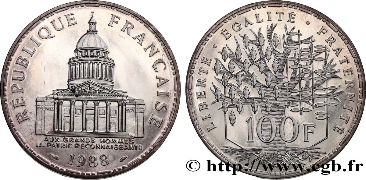 100 francs Panthéon, Brillant Universel 1988  F.451/8 FDC 