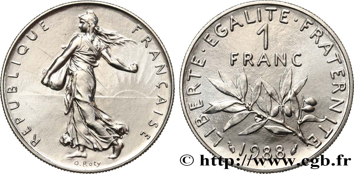 1 franc Semeuse, nickel, Brillant Universel 1988 Pessac F.226/33 MS 