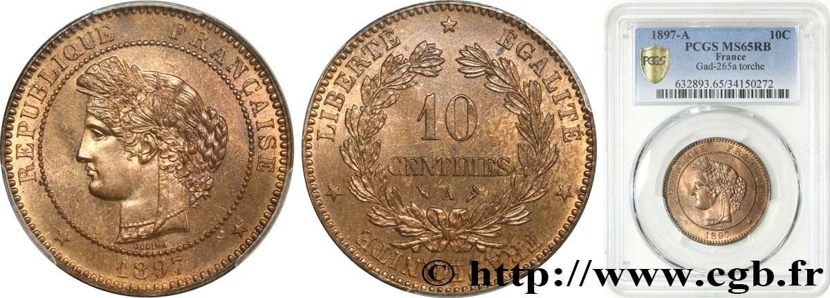 10 centimes Cérès 1897 Paris F.135/44 ST65 PCGS