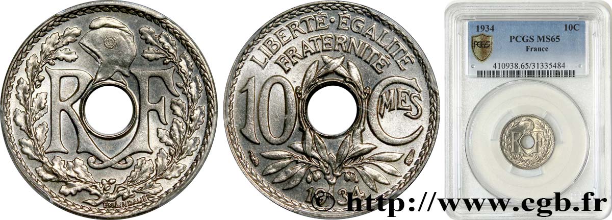 10 centimes Lindauer 1934  F.138/21 ST65 PCGS