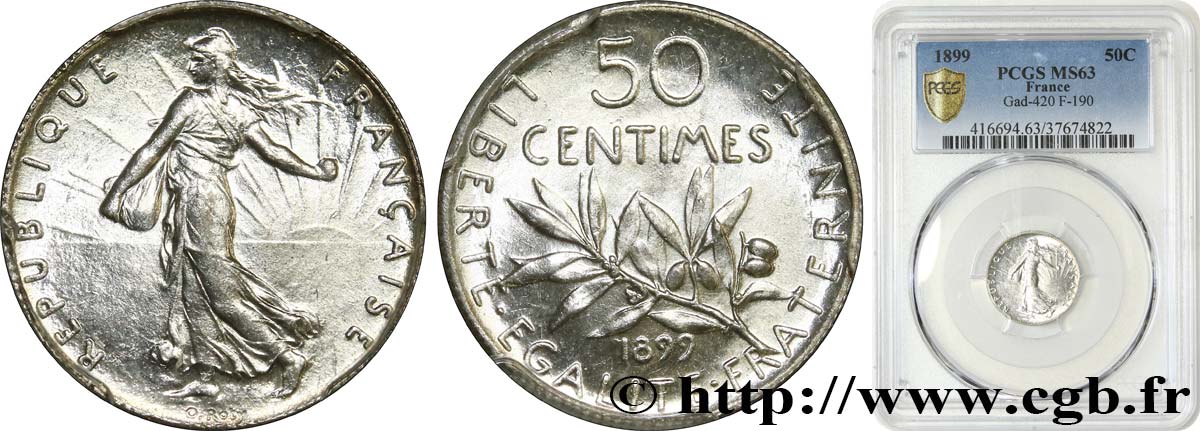 50 centimes Semeuse 1899  F.190/5 fST63 PCGS