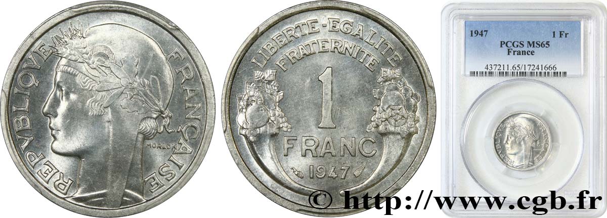 1 franc Morlon, légère 1947  F.221/11 FDC65 PCGS