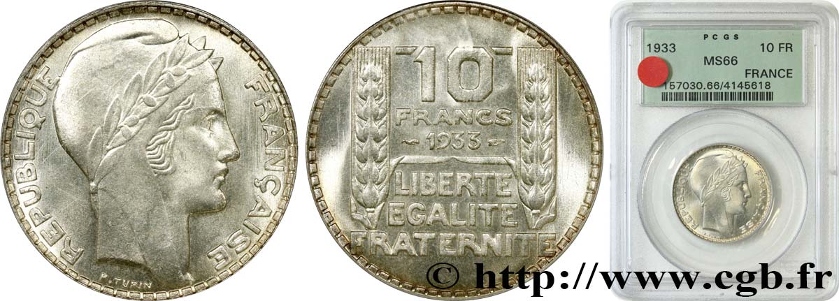10 francs Turin 1933  F.360/6 FDC66 PCGS