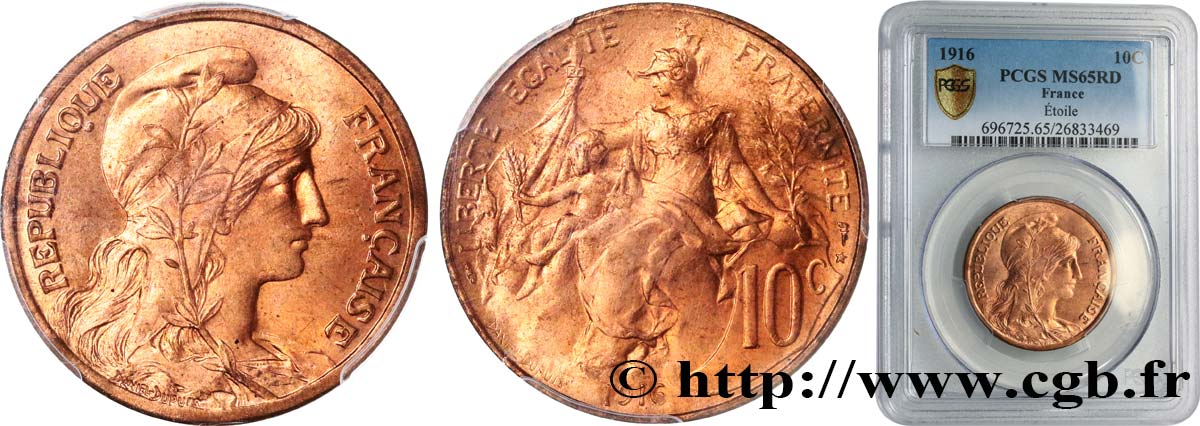 10 centimes Daniel-Dupuis 1916  F.136/27 ST65 PCGS