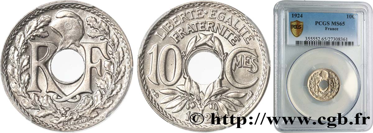 10 centimes Lindauer 1924 Paris F.138/10 FDC65 PCGS