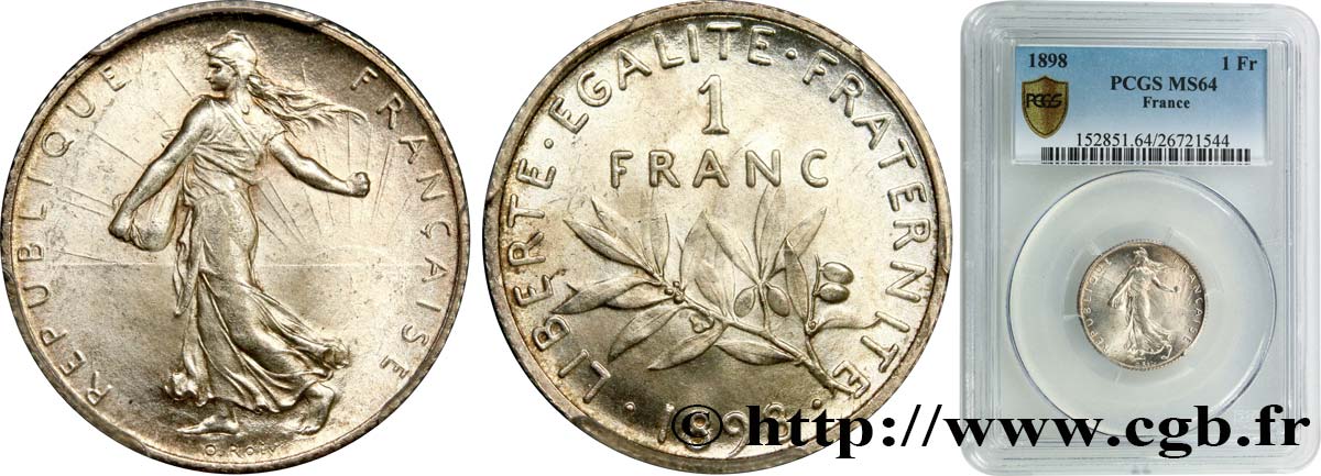 1 franc Semeuse 1898 Paris F.217/1 SPL64 PCGS
