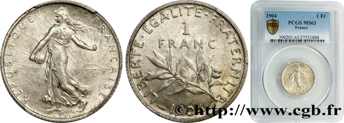 1 franc Semeuse 1904 Paris F.217/9 fST63 PCGS