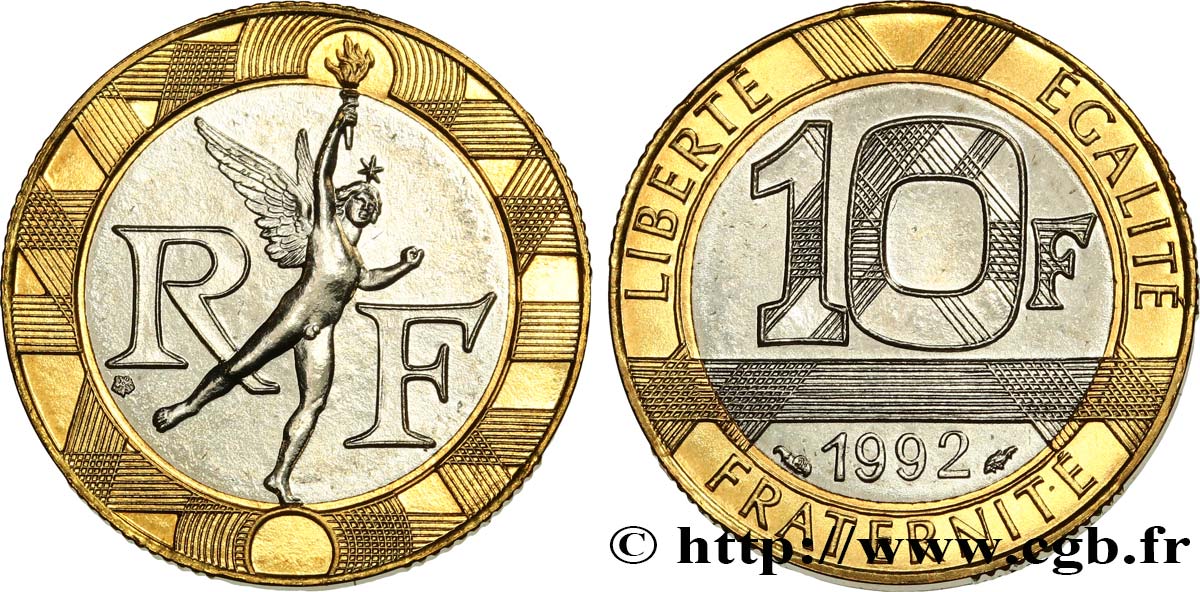 10 francs Génie de la Bastille, (BU) Brillant Universel, frappe médaille 1992 Pessac F.375/9 FDC 