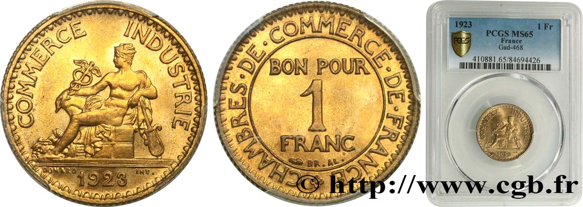 1 franc Chambres de Commerce 1923 Paris F.218/5 ST65 PCGS