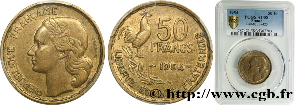 50 francs Guiraud 1954  F.425/12 AU58 PCGS