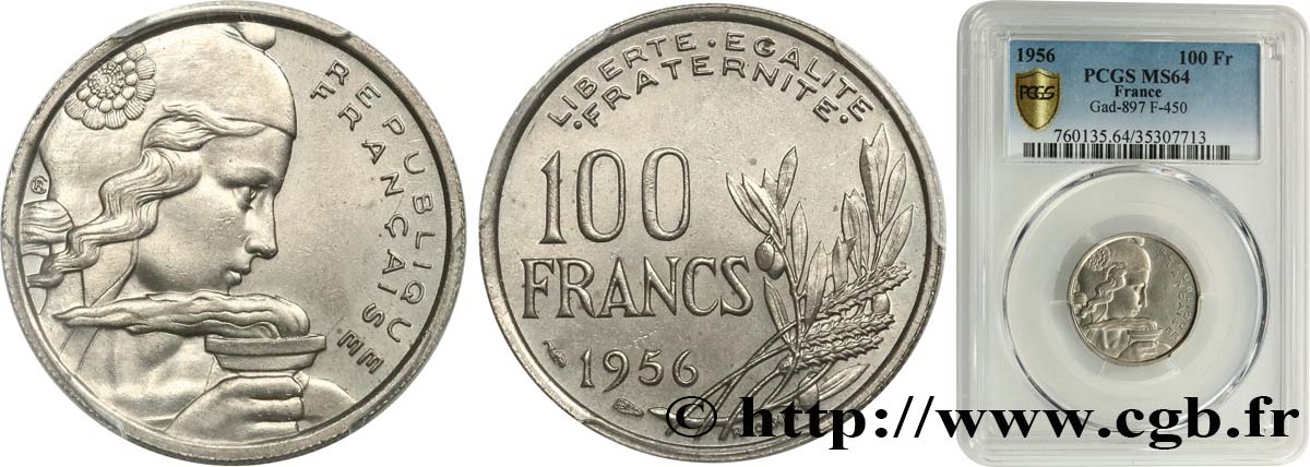 100 francs Cochet 1956  F.450/8 SPL64 PCGS