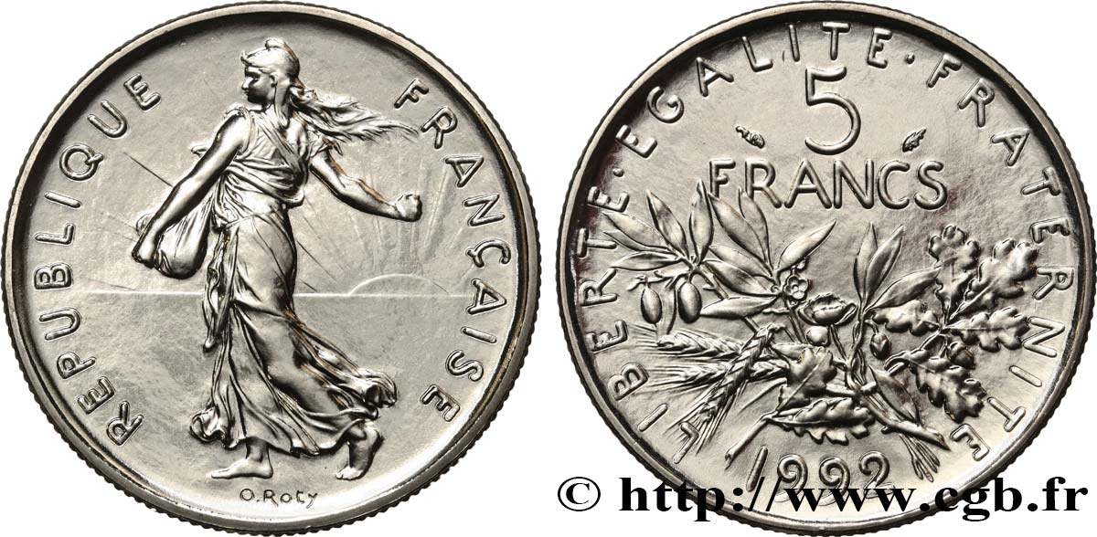 5 francs Semeuse, nickel, BU (Brillant Universel), frappe médaille 1992 Pessac F.341/26 MS 