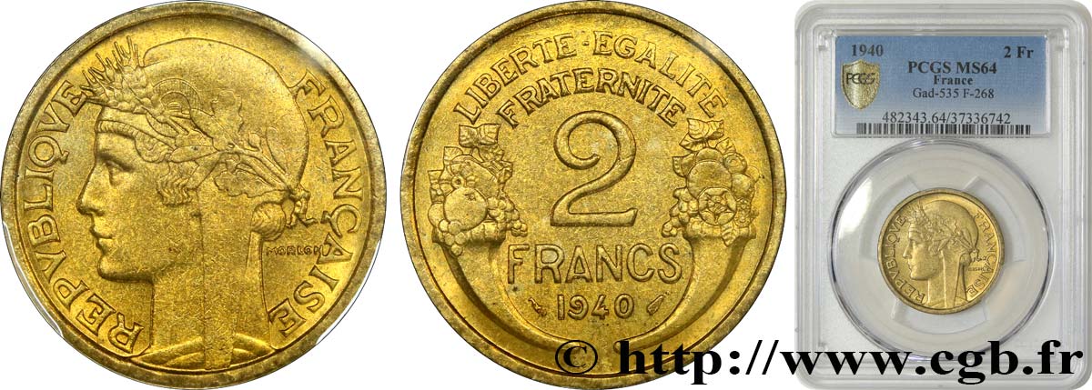 2 francs Morlon 1940  F.268/13 SC64 PCGS