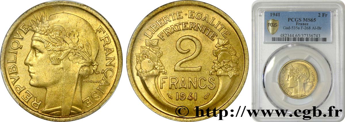 2 francs Morlon 1941  F.268/14 MS65 PCGS